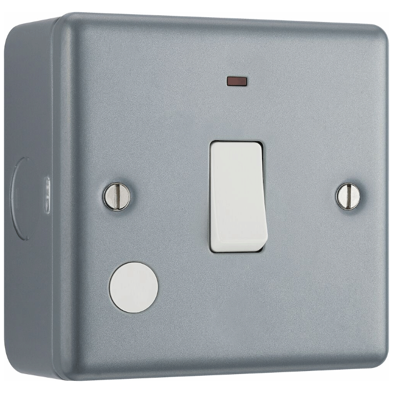 Switch 20A Double Pole With Neon Indicator Flex Outlet Metal Clad