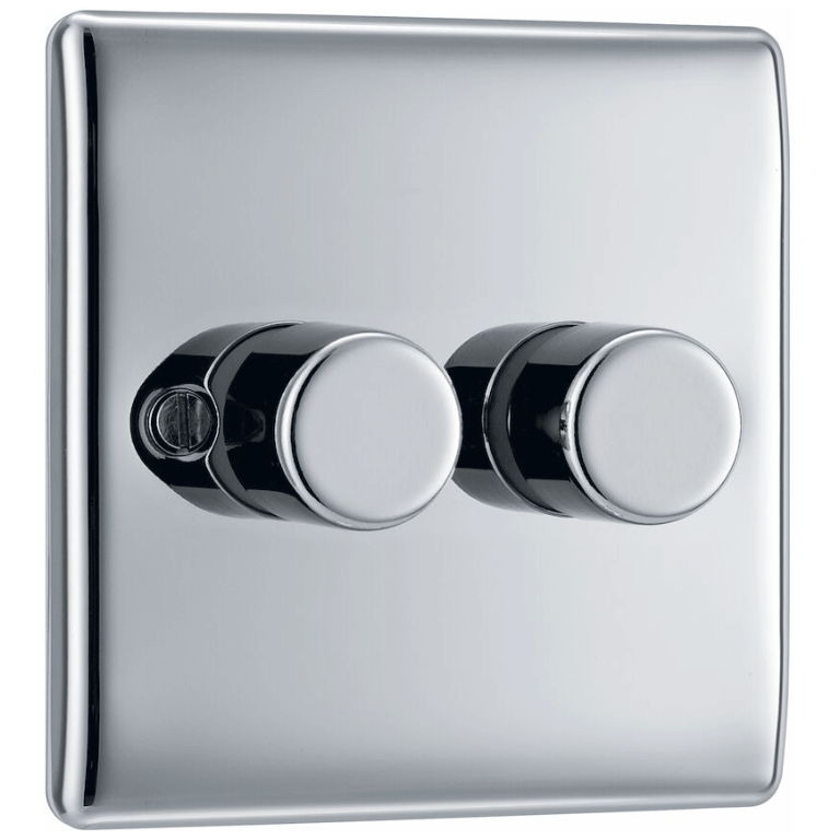 Nexus 2 Gang Dimmer 400W 2 Way Polished Chrome