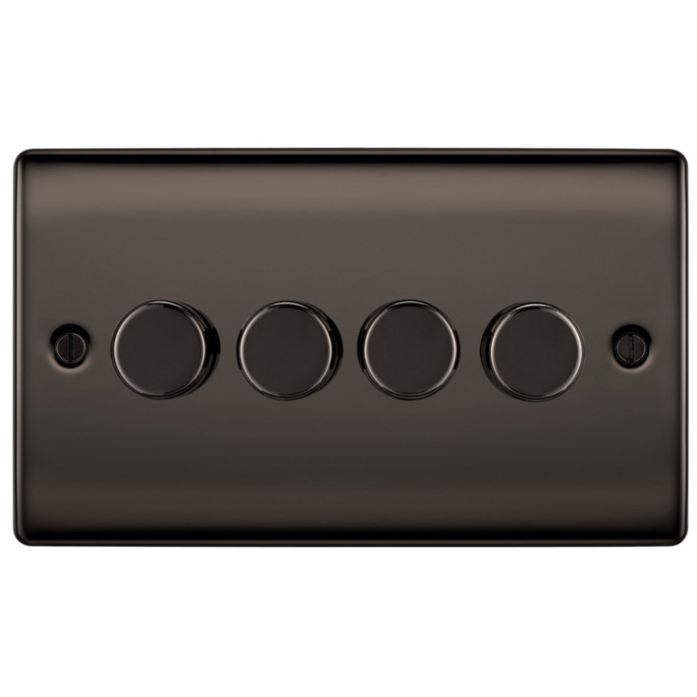 Nexus 4 Gang Dimmer 400W 2 Way Black Nickel