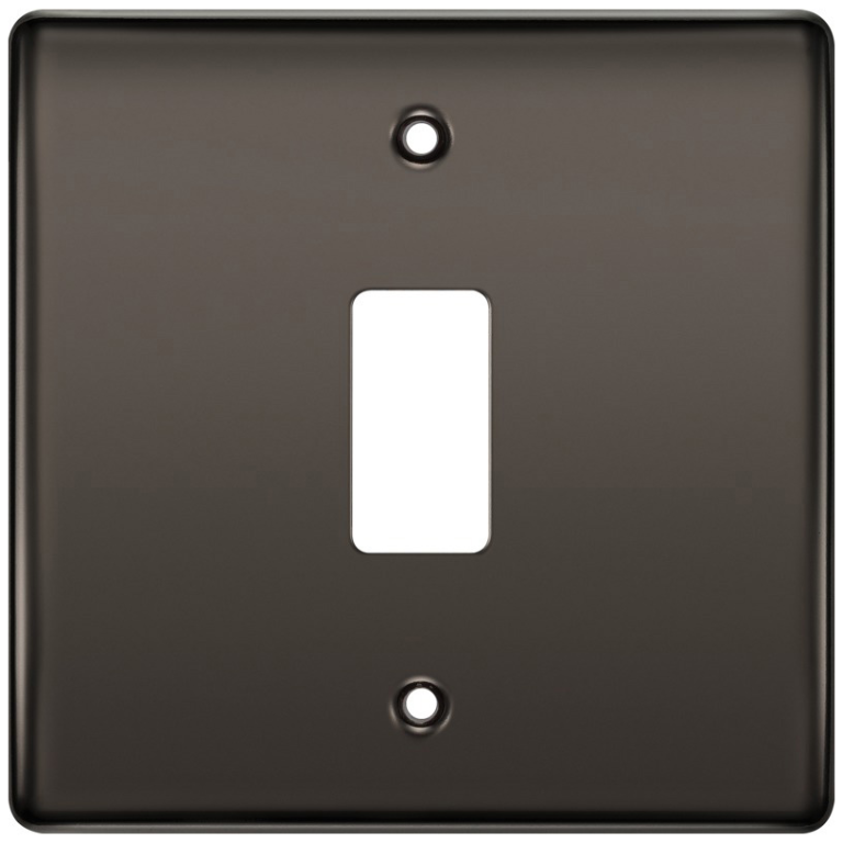 Nexus Grid Screwless Flat Front Plate 1 Gang Black Nickel