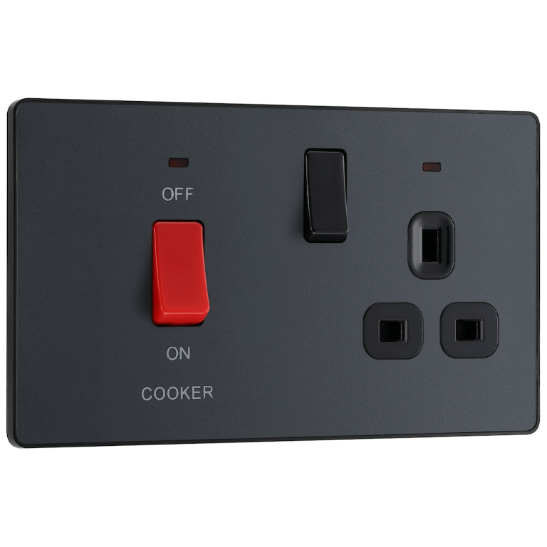 45A Cooker Control Unit With 13A Socket and LED Indicator Matt Grey