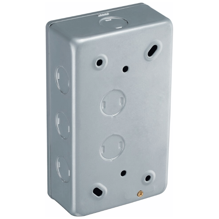 Control Switch 45A Double Pole 2 Gang With Neon Indicator Metal Clad