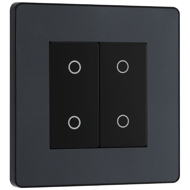 Touch Dimmer Switch 2 Gang 2 Way Secondary Matt Grey