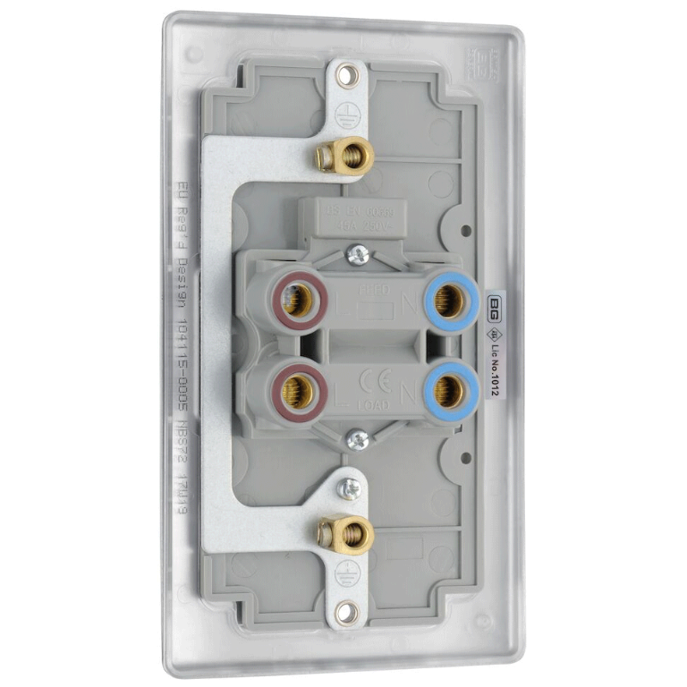 Nexus 45A Double Pole Switch With Neon Indicator Brushed Steel