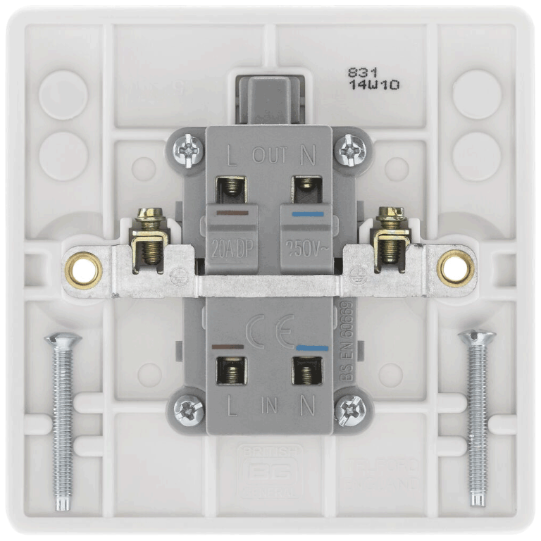 Switch 20A Double Pole With Neon Indicator