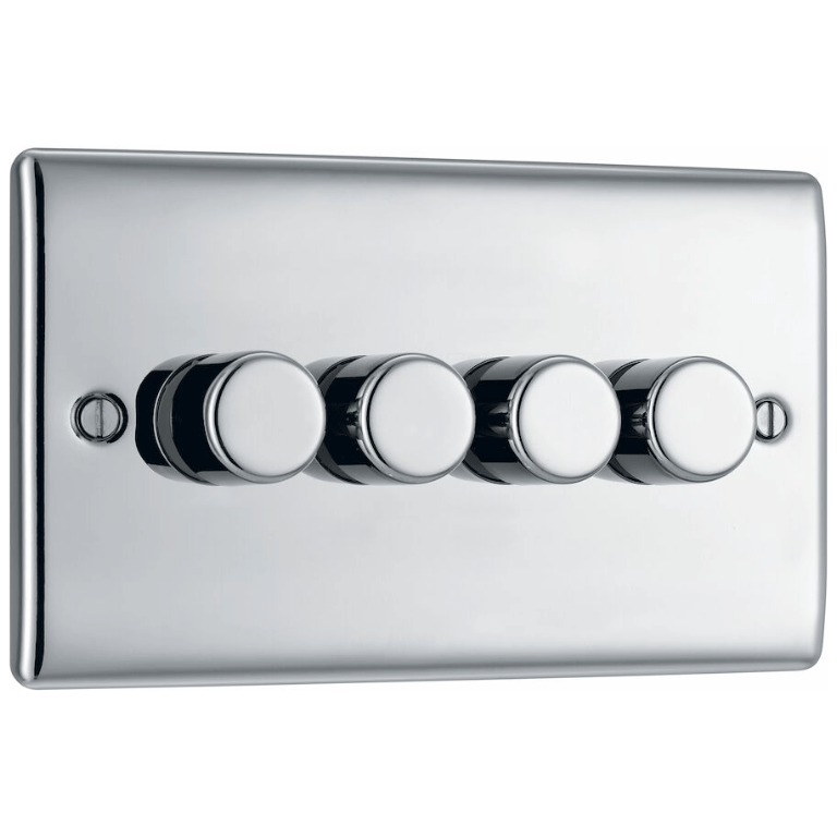 Nexus 4 Gang Dimmer 400W 2 Way Polished Chrome