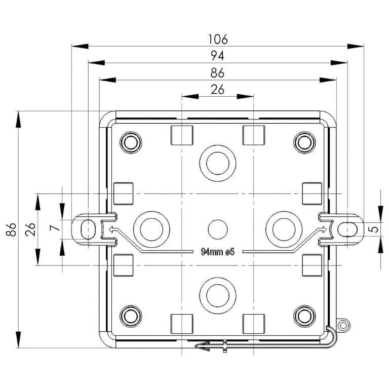 Junction Box 86x86x41mm Black