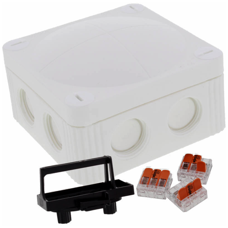 WISKA COMBI 308 ADAPTABLE BOX W/ WAGOS | WHITE | 85MM x 85MM x 51MM