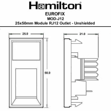 25x50mm Module RJ12 - Unshielded Black