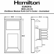 25x50mm Module RJ45 CAT 6 - Unshielded White