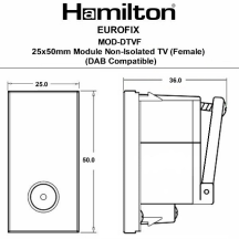 25x50mm Module Non-Isolated TV (Female) (DAB Compatible) Black