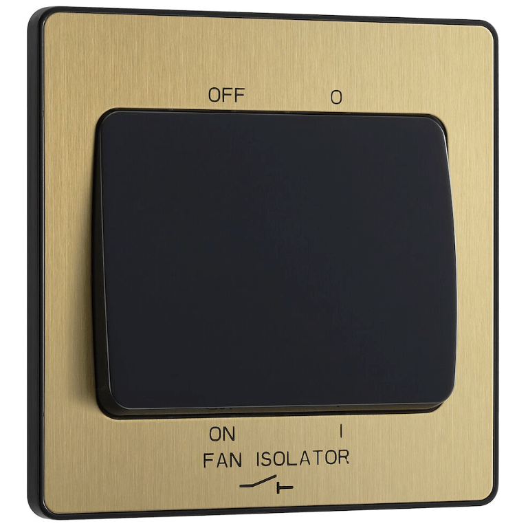 Fan Isolator Switch 10A 3 Pole Satin Brass