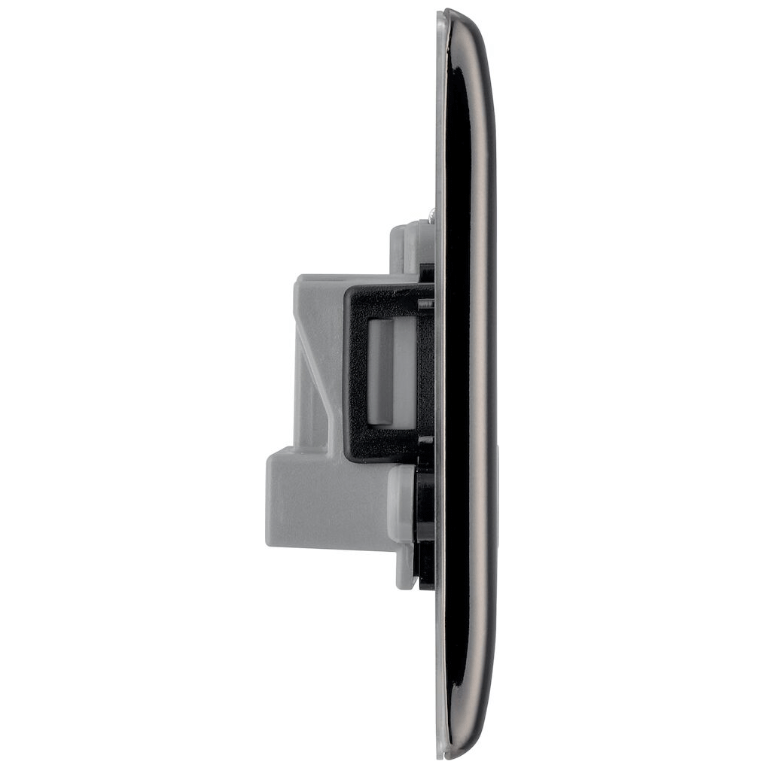 Unswitched Socket 5A 1 Gang Round Pin Black Nickel