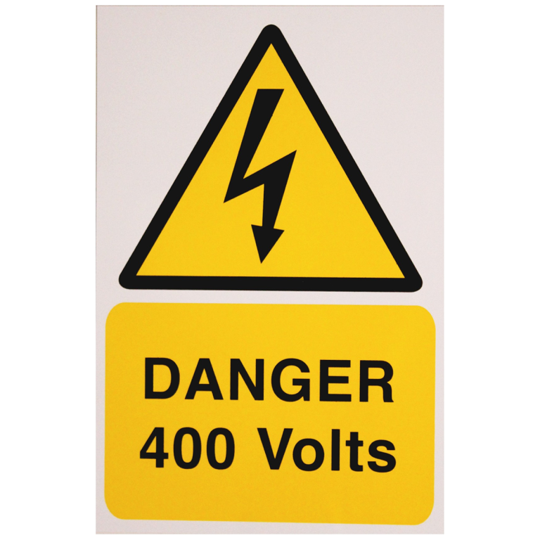 DANGER 400 VOLTS RIGID PVC SIGN (PACK 1) 