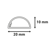 Trunking 1/2 Round Microplus Self Adhesive 20x10mmx3m White