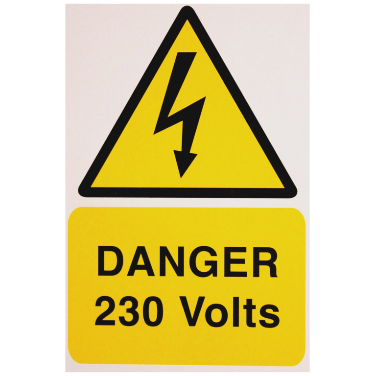 DANGER 230 VOLTS RIGID PVC SIGN (PACK 1) 