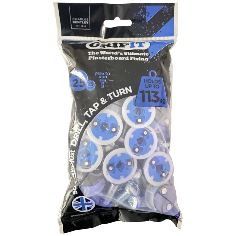 GRIPIT 25MM BLUE PLASTERBOARD CAVITY FIXING (PACK 25) - UP TO 113KG