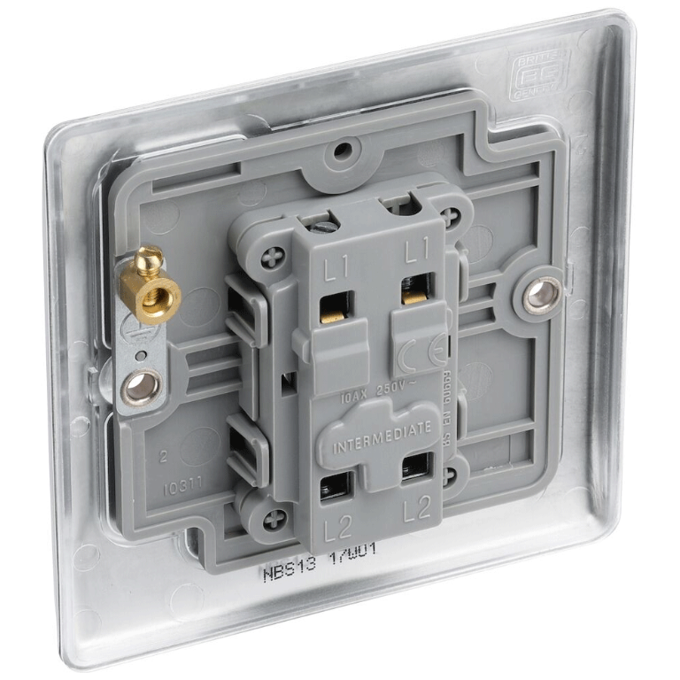 Nexus Switch 10A 1 Gang Intermediate Brushed Steel