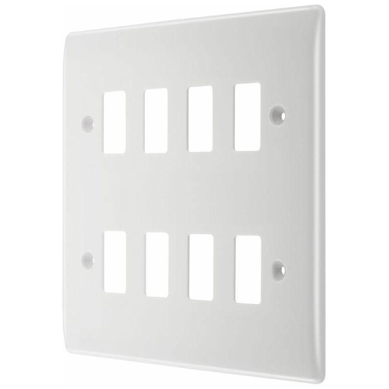 Nexus Grid Front Plate 8 Gang White