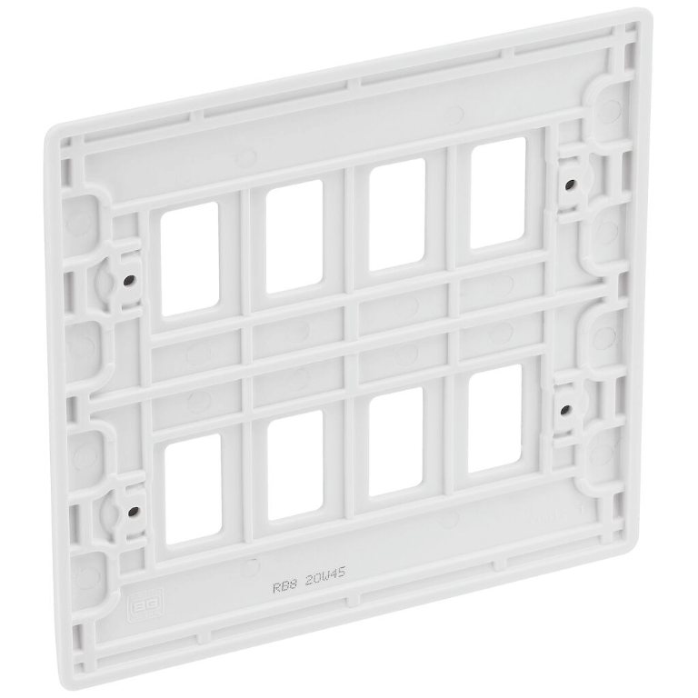 Nexus Grid Front Plate 8 Gang White