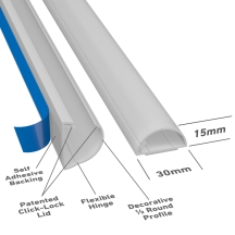 Trunking 1/2 Round Mini Self Adhesive 30x15mmx3m White