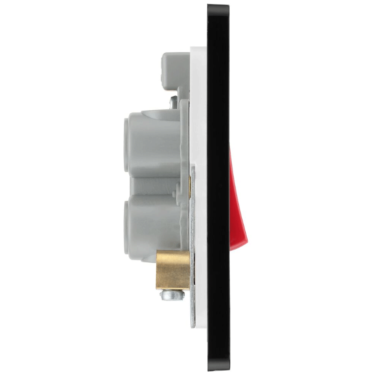 45A Square Plate Double Pole Switch With LED Indicator Satin Brass