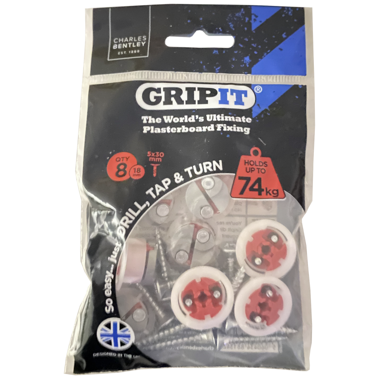 GRIPIT 18MM RED PLASTERBOARD CAVITY FIXING (PACK 8) - UP TO 74KG