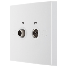 BG 900 Series 1 Gang Diplex TV FM Socket White