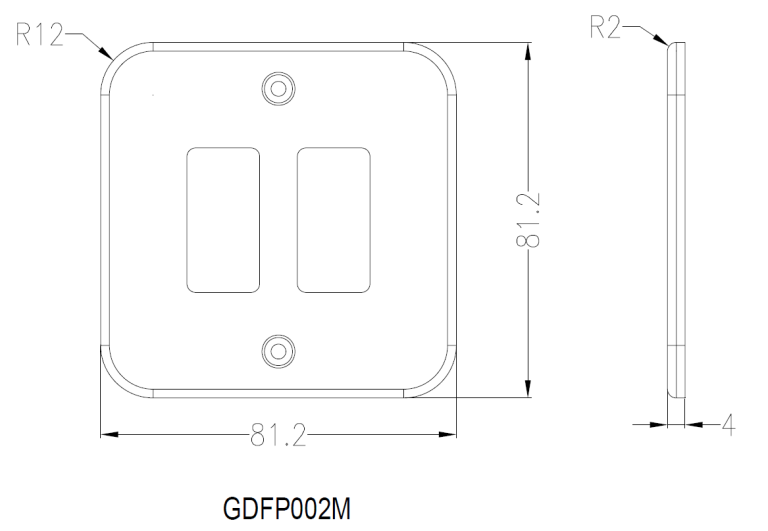 MLA GDFP002M 2G GRID FRONTPLATE METAL CLAD | ROUND