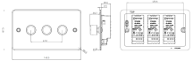 Flat Plate 3G 2 way 10-200W 5-150W LED trailing edge dimmer - Brushed Chrome