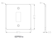 Flat plate 1G grid faceplate - polished chrome