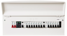 MK Sentry 13 Way Flexible Dual 100A RCD Metal Clad Consumer Unit with SPD and 12 x MCBs