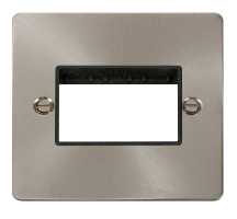 Scolmore Click Define 1 Gang 3 Minigrid Module Front Plate Black Insert Brushed Steel