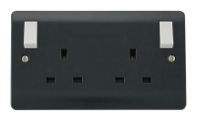 Click Mode 2 Gang 2 Pole 13a Switched Socket Anthracite