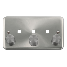 Front Plate 2 Gang Dimmer&Knob 3 Modules Satin Chrome