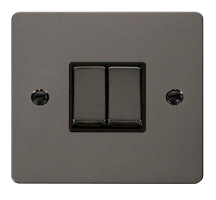 Scolmore Click Define 10A 2 Gang 2 Way Light Switch Black Insert Black Nickel