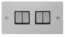 Scolmore Click Define 10A 4 Gang 2 Way Light Switch Black Insert Polished Chrome