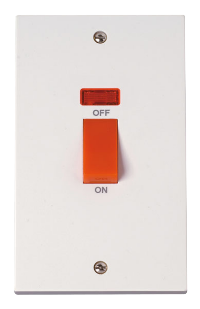 Control Switch 45A Red Rocker With Neon 2 Pole 