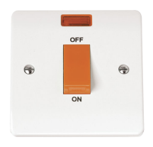 Click Mode 1 Gang 2 Pole 45a Plate Switch With Neon