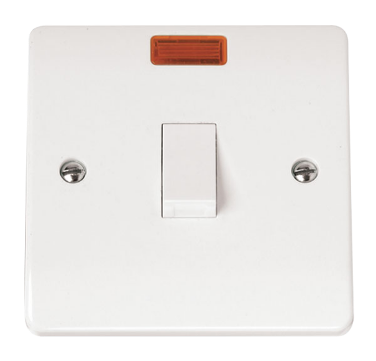 Control Switch 20A With White Rocker & Neon 1 Gang