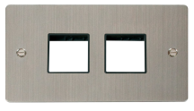 Scolmore Click Define 2 Gang 2 + 2 Minigrid Module Front Plate Black Insert Stainless Steel