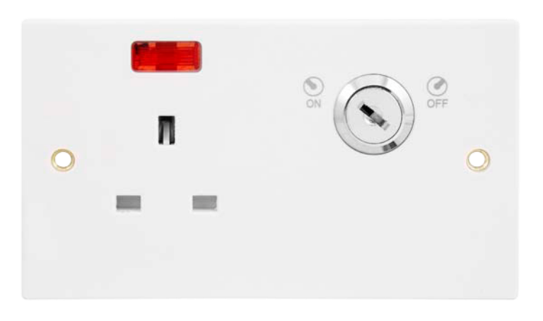 Lockable Socket With Key & Neon 13A White