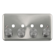 Front Plate 2 Gang Dimmer&Knob 4 Modules Satin Chrome