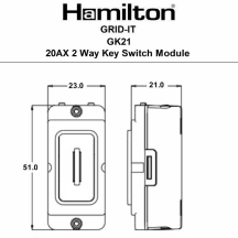 Grid-IT 20AX 2W Key Switch Module White