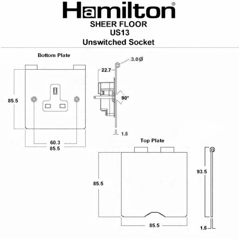 Hamln 84DUS13W Unswitched Socket 1G 13A