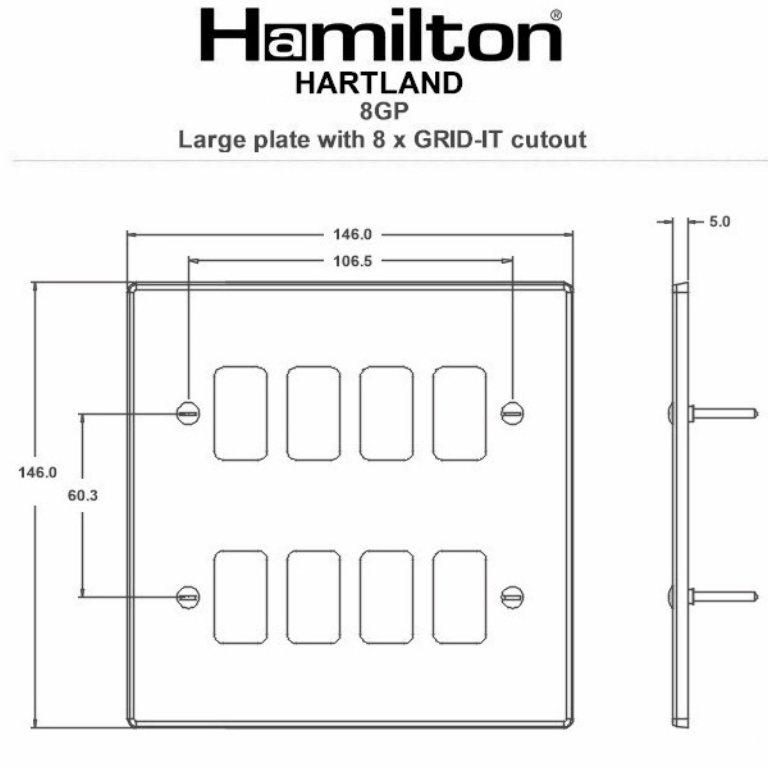 Hamln 748GP Frontplate 8G 146x146mm