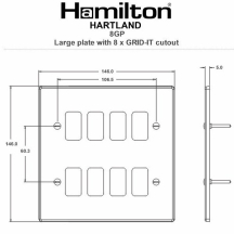 Hartland Grid-IT Satin Chrome 8 Gang Grid Fix Aperture Plate With Grid