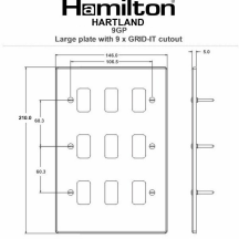 Hartland Grid-IT Satin Chrome 9 Gang Grid Fix Aperture Plate With Grid