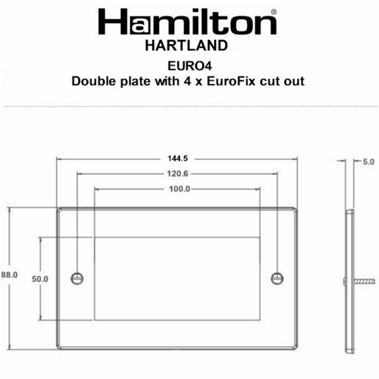 Hamilton Hartland Satin Stainless 4 Module EuroFix Plate