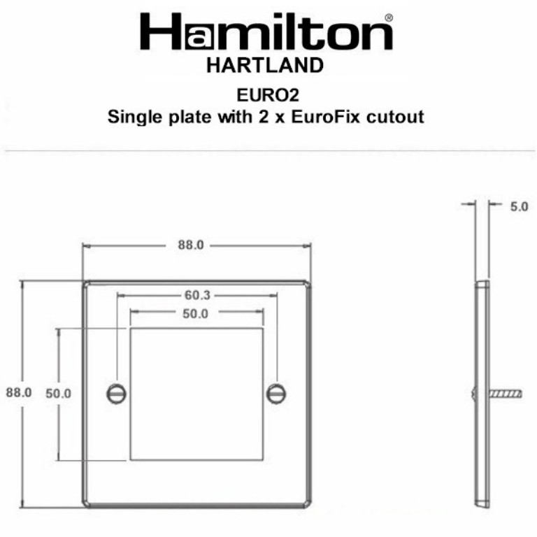 Hamilton Hartland Bright Stainless 2 Module EuroFix Plate